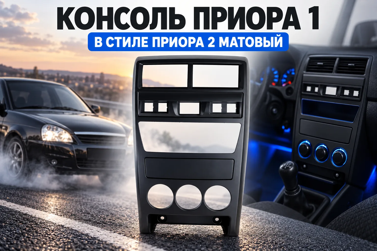 Консоль Приора 1 в стиле приора 2 матовый